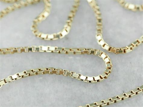 14k yellow gold box chain necklace 1mm pure 14 karat gold etsy