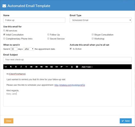 Automated Emails Intakeq Knowledge Base