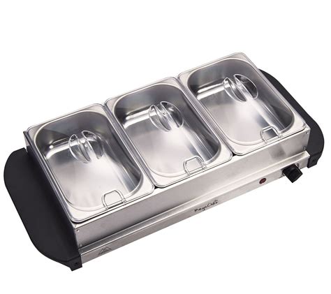 Bain marie base that works with 6inch deep standard size compartments of all sizes, it is suitable for all occasion. MegaChef Buffet Server and Food Warmer with 3 Sectional ...