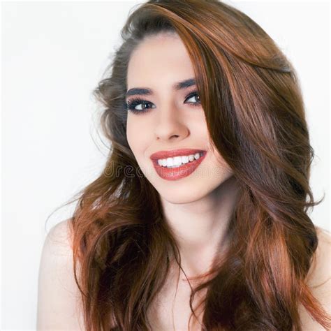 Pretty Young Woman With Healthy Perfect Hair And White Smile Stock