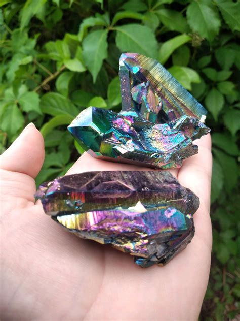 Titanium Rainbow Aura Quartz Gemstone Point Crystal Gemstone Shop