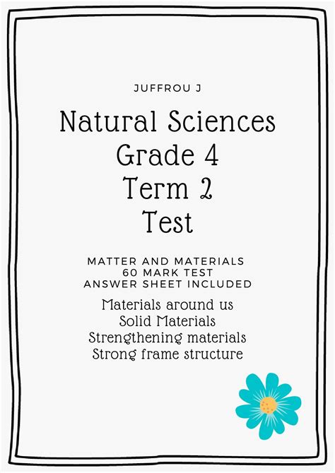 Natural Sciences Grade 4 Term 2 Test With Answer Sheet • Teacha