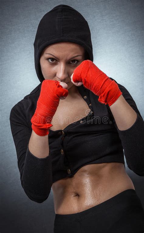 Hard Sport Woman Ready For Fight Stock Image Image Of Kick Adult