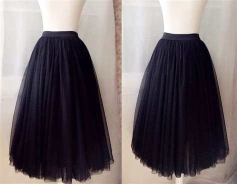Women Black Floor Length Tulle Skirt Black Elastic Full Tulle Skirt