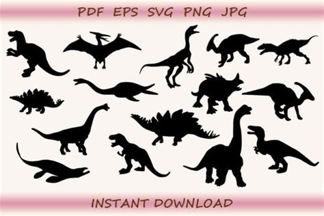 Dinosaurs Silhouettes Graphic By Digital Love · Creative Fabrica