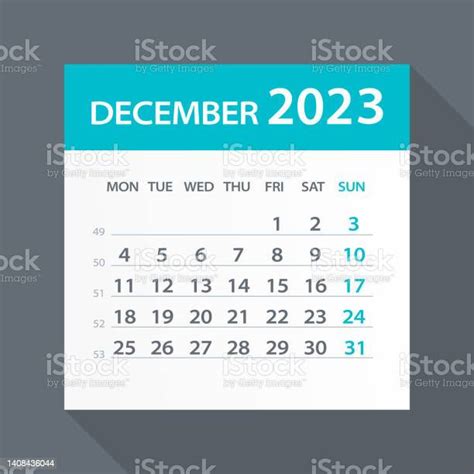 Vetores De Dezembro De 2023 Calendário Folha Verde Ilustração Vetorial