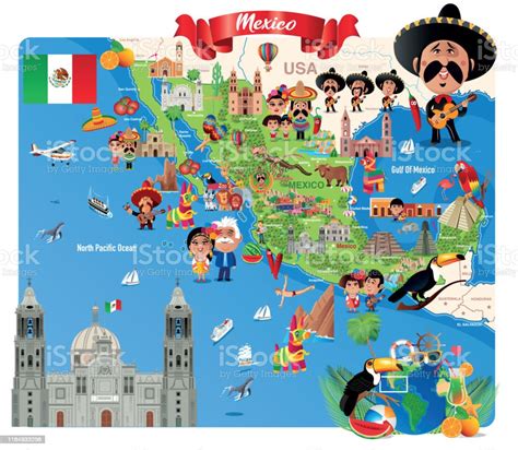 Cartoon Map Of Mexico Stock Illustration Download Image Now Istock