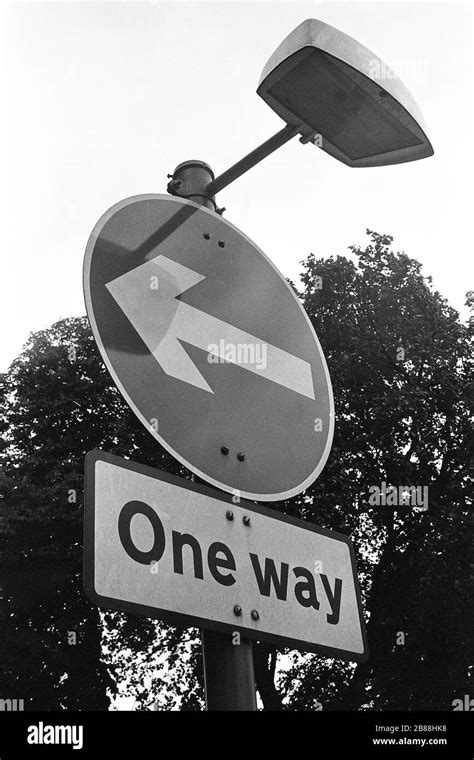 One Way Uk Sign Black And White Stock Photos And Images Alamy
