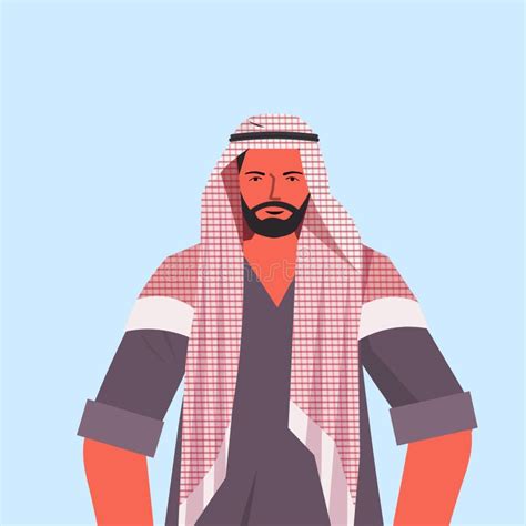 Arabic Man In Traditional Clothes Arab Male Cartoon Character Portrait