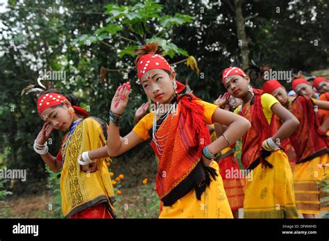 Bangladesh Madhupur Garo Women Dance At Traditional Harvest Festival