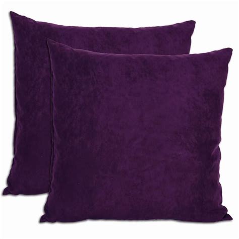 Purple Microsuede Feather And Down Filled Throw Pillows Set Of 2