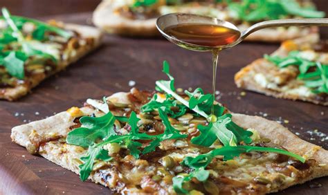 Balsamic Caramelized Onion Pizza With Arugula And Maple Drizzle The