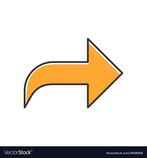 Right Orange Curved Arrow Color Icon Direction Vector Image