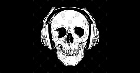 Skull Wearing Headphones Skull Wearing Headphones Sticker Teepublic