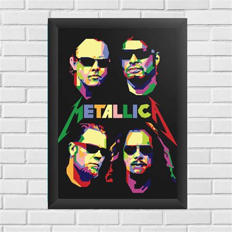 quadro decorativo a4 metallica rock roll elo7