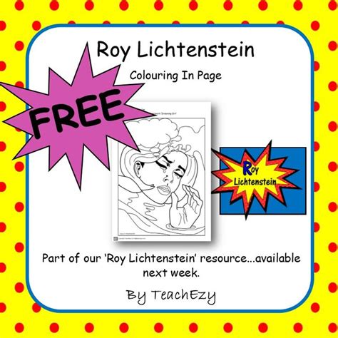 Roy Lichtenstein Freebie Colouring Page | Free coloring pages, Roy