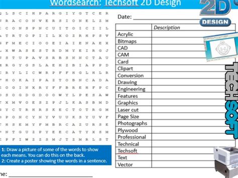 Techsoft 2d Design Wordsearch Technology Starter Keywords Activity
