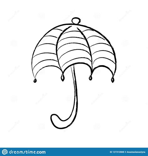 Black And White Umbrella With Stripes Stock Vector Illustration Of