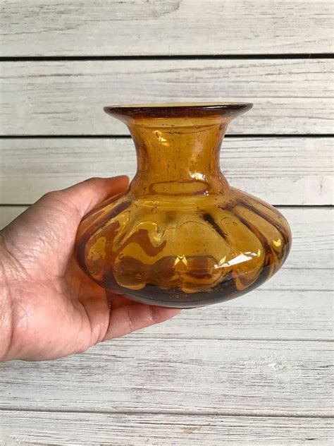 Small Glass Amber Vase Gold Colored Vase Vintage Amber Etsy Colored Vases Vase Colored