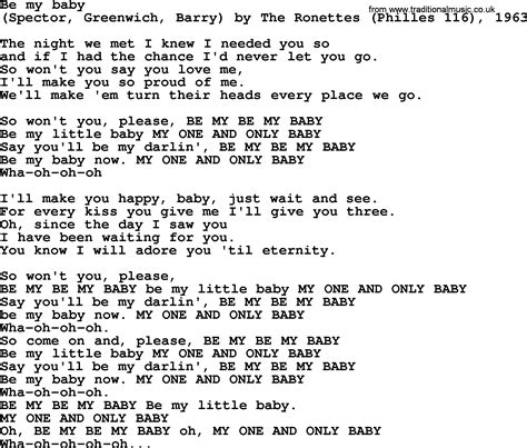 Bruce Springsteen song: Be My Baby, lyrics