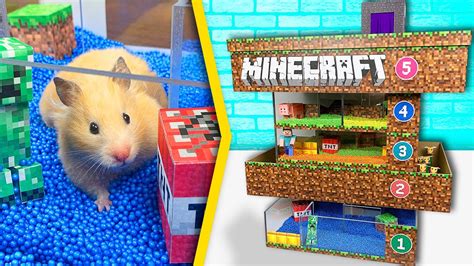Hamsters In 5 Level Minecraft Maze Pool Maze For Hamsters Youtube
