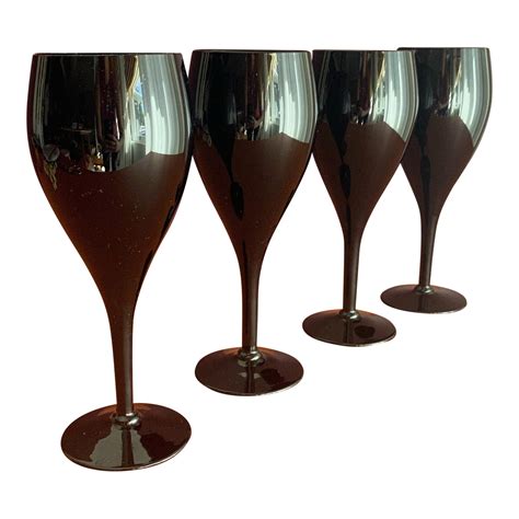 vintage black crystal wine glasses set of 4 chairish