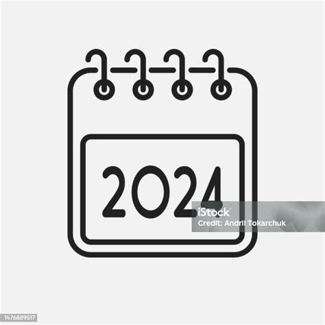 Vector Icon Calendar Year 2024 Icon Of The Year Stockvectorkunst En