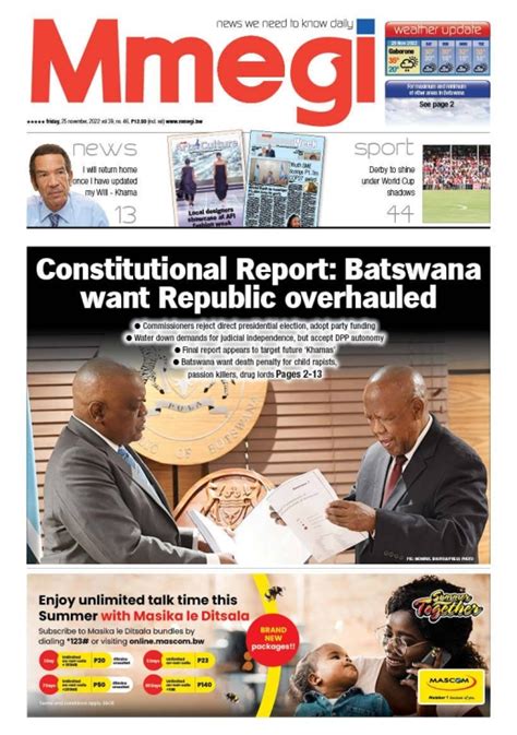 Front Pages 25 November 2022 Mmegi Online
