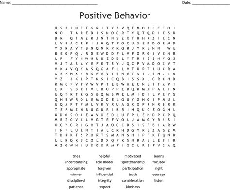 Positive Behavior Word Search Wordmint Word Search Printable