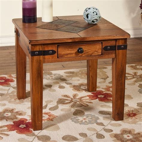 Sunny Designs Sedona Rustic Oak Stone Rustic End Table At