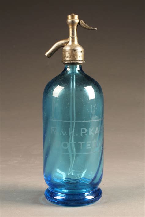 Antique French Blue Seltzer Water Bottle