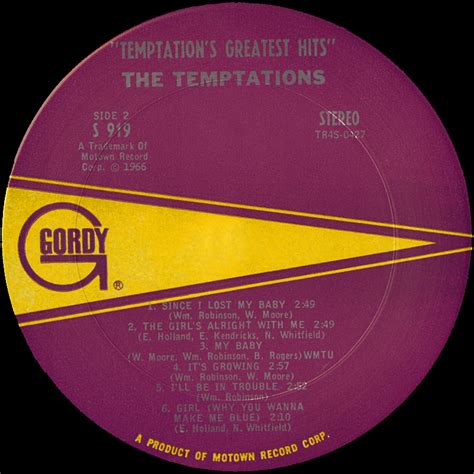 The Temptations Greatest Hits Vinyl Album