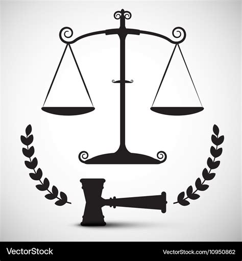 Justice Scales Symbol Law Hammer Gavel Vector Image