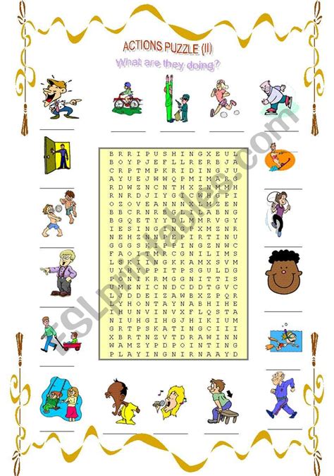 Actions What Are They Doing Puzzle 2of 2 Esl Worksheet By Miameto