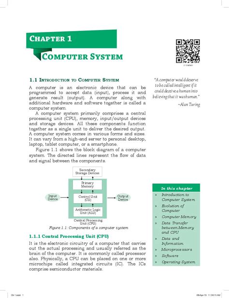 Ncert Book Class 11 Computer Science Chapter 1 Computer System