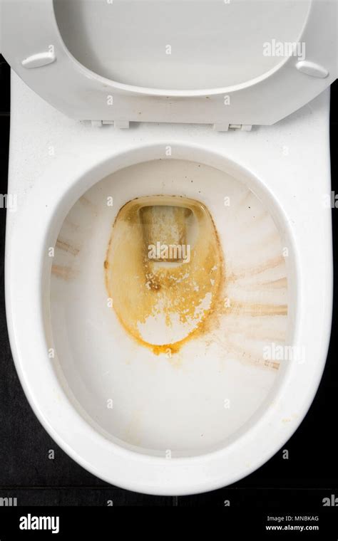 Overhead View Of A Dirty Toilet Bowl Stock Photo Alamy
