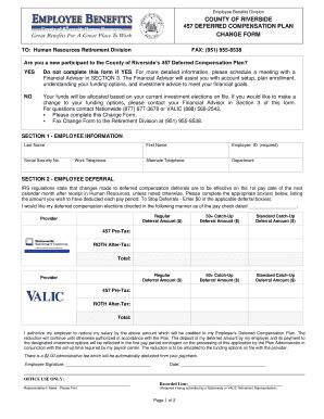 Have a copy of your health insurance id card and details about your current health insurance plan available for your reference, prior to beginning the waiver request. Fillable Online RIVERSIDE COUNTY DEFERRED COMPENSATION PLAN Fax Email Print - PDFfiller