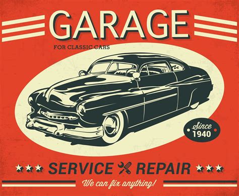 Car Service Retro Vector Poster Vector Art And Graphics