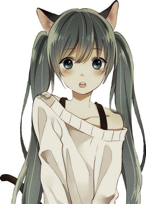 Neko Nekogirl Anime Animepeople Animegirl Greenhair Cat