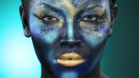 Wallpaper Women Portrait Makeup Photography Blue Face Paint
