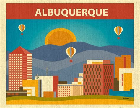 Albuquerque Skyline Art Print Albuquerque Artwork