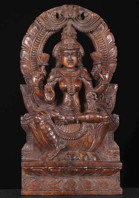 Sold Wooden Hindu Goddess Lakshmi Statue 18 65w12dd Hindu Gods