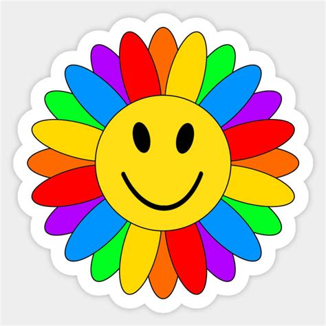 Rainbow Smiley Flower Rainbow Sticker Teepublic