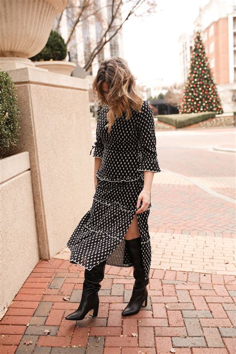 how to style a midi dress with knee high boots polished closets long dress outfits dress