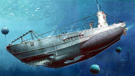 Submarino U 9 Tipo Iib 1940 Alemania En Un Campo De Minas German
