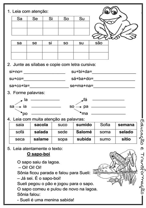 Blog Educação E Transformação 👍reforço De Português Para O 1° E 2° Ano