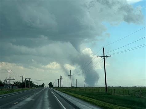 Photo Two Tornadoes Touching Down In Perryton Texas At The Same Time