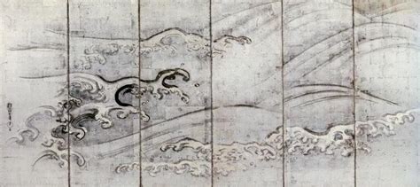 Famous Rimpa Painting Rough Waves Left Screen Sakai Hoitsu Edo