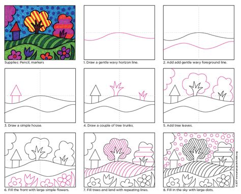 Easy landscapes drawing tutorials for beginners and advanced. Pop Art Landscape Tutorial · Art Projects for Kids