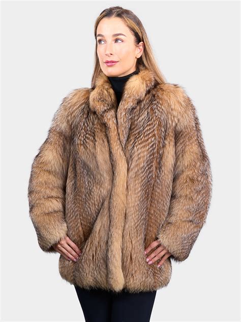 crystal fox fur jacket women s small estate furs